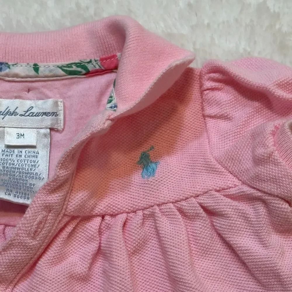 Ralph Lauren Baby GIrl Pink Romper sz 3M